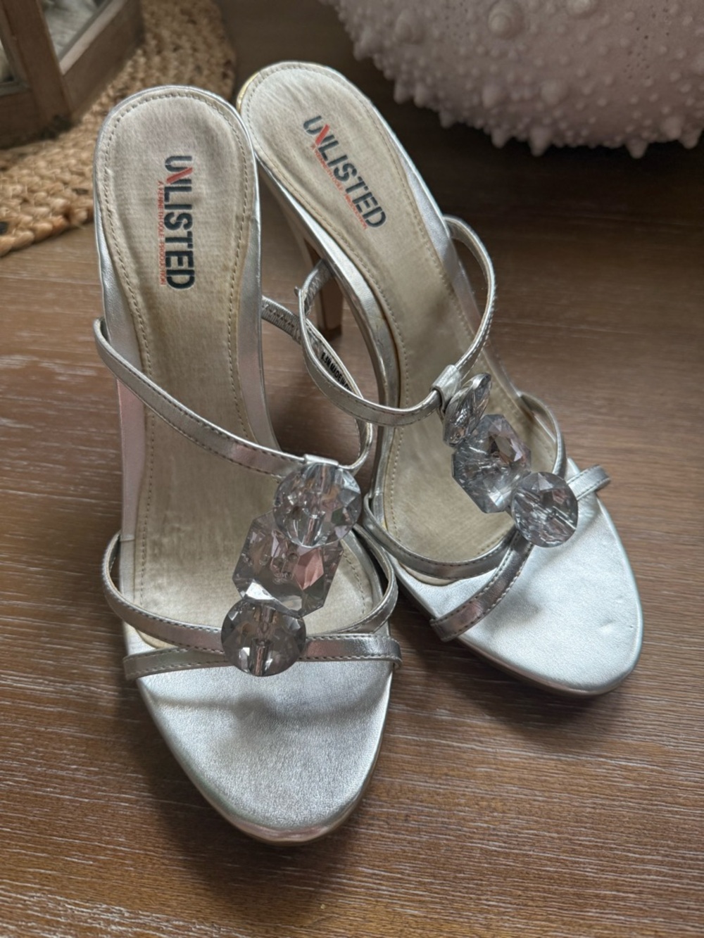 UNLISTED Silver Crystal-Embellished 2000’s Heels